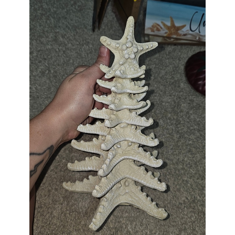 Coastal Starfish Christmas Tree Figurine Beach Nautical Holiday Decor 10.5 Inch